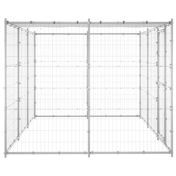 Koiranhäkit & aitaukset - Living Koiran ulkohäkki katolla galvanoitu teräs 7,26 m²