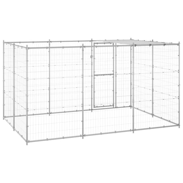 Koiranhäkit & aitaukset - Living Koiran ulkohäkki katolla galvanoitu teräs 7,26 m²
