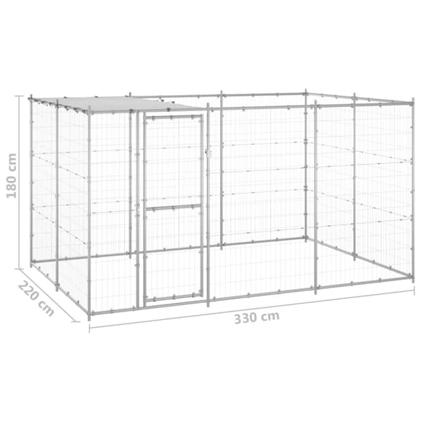 Koiranhäkit & aitaukset - Living Koiran ulkohäkki katolla galvanoitu teräs 7,26 m²