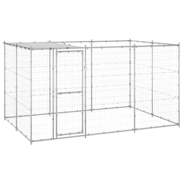 Koiranhäkit & aitaukset - Living Koiran ulkohäkki katolla galvanoitu teräs 7,26 m²