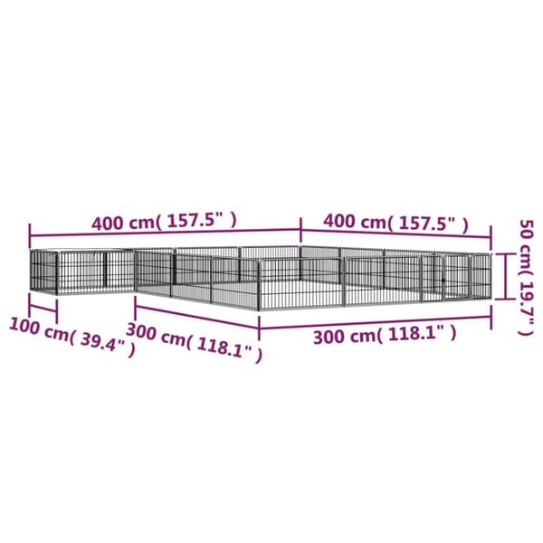 Hundebure & løbegårde - Living 16-panels hundegård 100x50 cm pulverlakeret stål sort