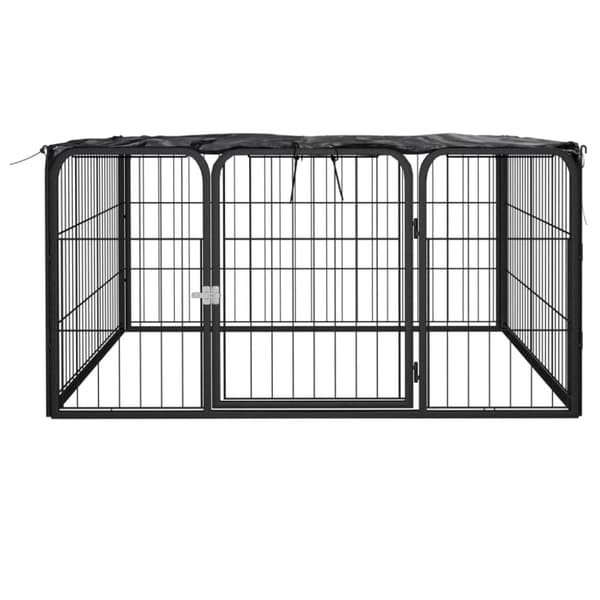 Hundkojor & rastgårdar - Living Hundbur 4 paneler svart 100 x 50 cm pulverlackerat stål