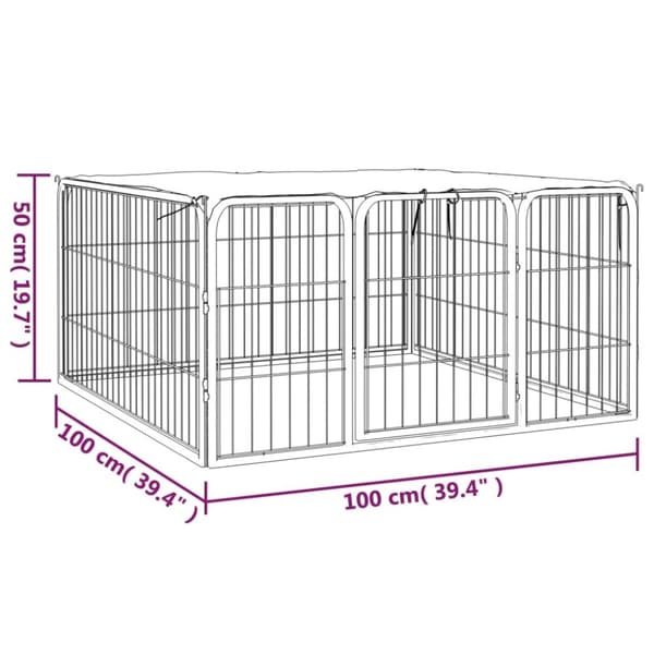 Hundkojor & rastgårdar - Living Hundbur 4 paneler svart 100 x 50 cm pulverlackerat stål