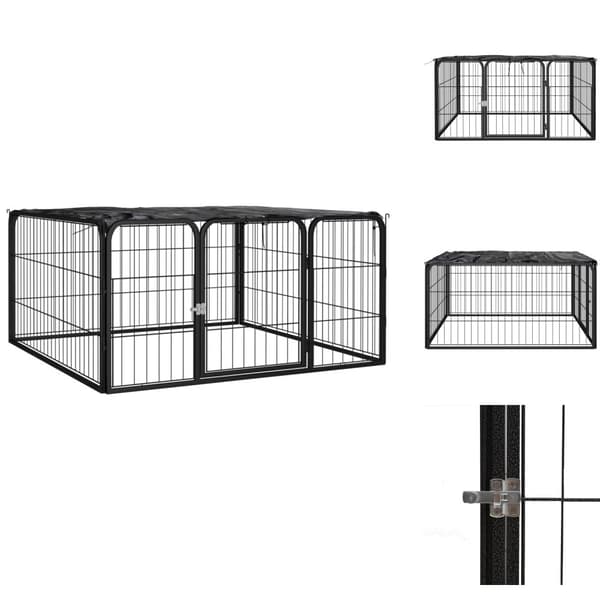 Hundebure & løbegårde - Living hundegård 100x50 cm 4 paneler pulverlakeret stål sort