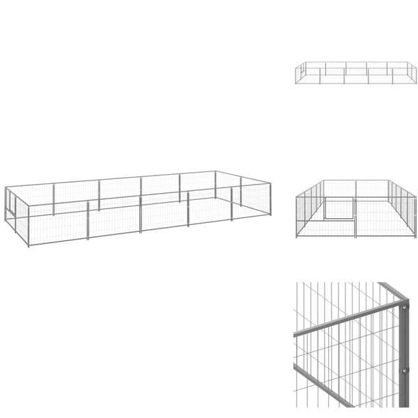 Hundebure & løbegårde - Living hundeløbegård 10 m² stål sølvfarvet