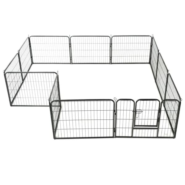 Hundkojor & rastgårdar - Living Hundhage 12 paneler stål 80x60 cm svart