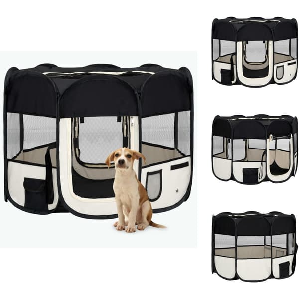 Hundebure & løbegårde - Living foldbar hundegård med bæretaske 90x90x58 cm sort