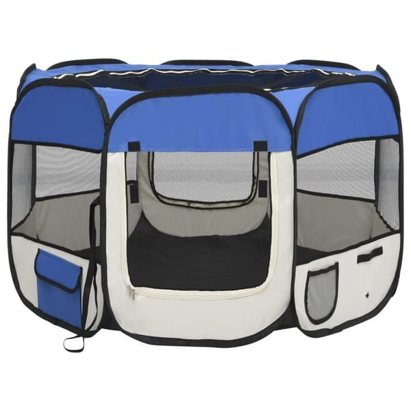 Hundebure & løbegårde - Living foldbar hundegård med bæretaske 90x90x58 cm blå