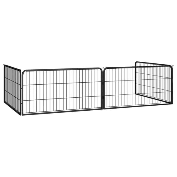 Hundebure & løbegårde - Living hundegård 100x50 cm 4 paneler pulverlakeret stål sort