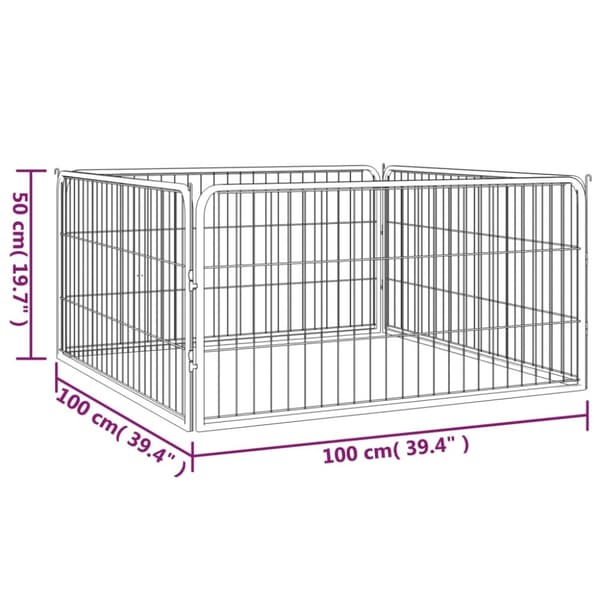 Hundebure & løbegårde - Living hundegård 100x50 cm 4 paneler pulverlakeret stål sort