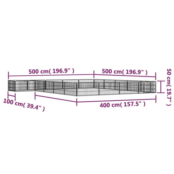 Koiranhäkit & aitaukset - Living Koiranhäkki 20 paneelia musta 100x50 cm jauhemaalattu teräs