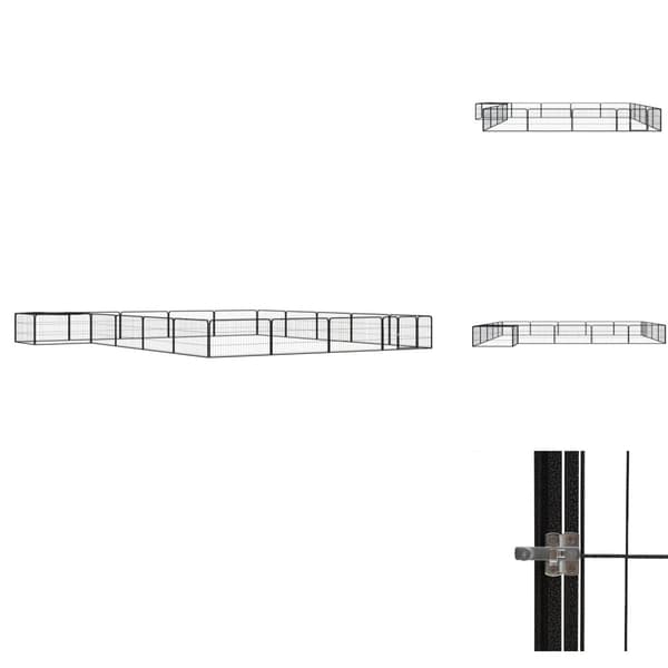 Koiranhäkit & aitaukset - Living Koiranhäkki 20 paneelia musta 100x50 cm jauhemaalattu teräs