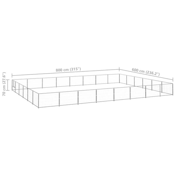 Hundebure & løbegårde - Living hundeløbegård 48 m² stål sølvfarvet
