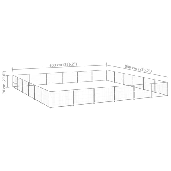 Hundebure & løbegårde - Living hundeløbegård 36 m² stål sølvfarvet