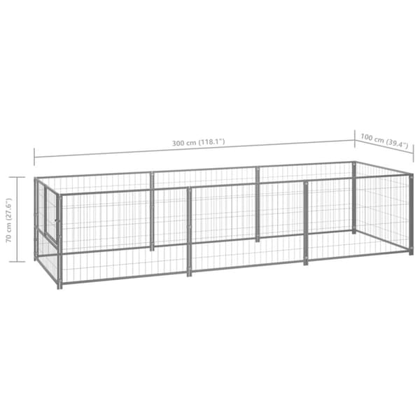 Hundebure & løbegårde - Living hundeløbegård 3 m² stål sølvfarvet