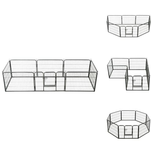 Hundebure & løbegårde - Living løbegård til hunde 8 paneler stål 60 x 80 sort