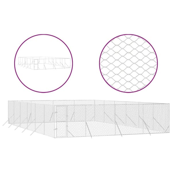 Koiranhäkit & aitaukset - Living Koiran ulkohäkki hopea 8x12x2 m galvanoitu teräs