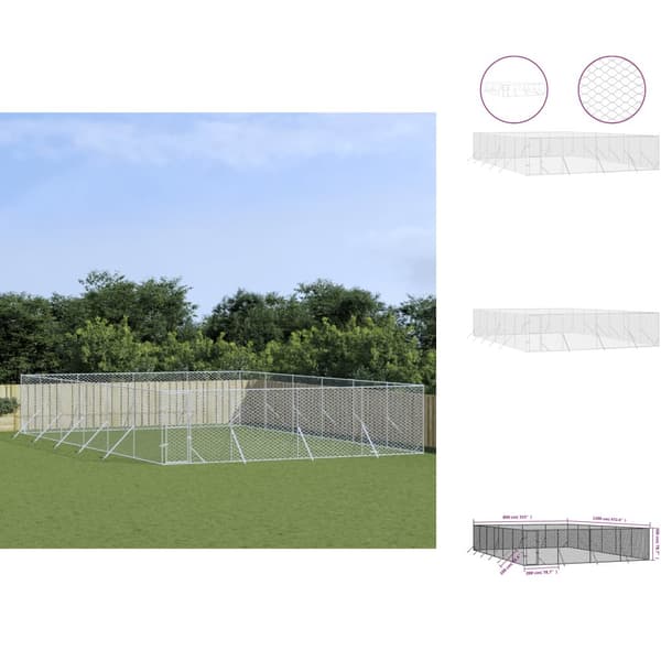 Koiranhäkit & aitaukset - Living Koiran ulkohäkki hopea 8x12x2 m galvanoitu teräs