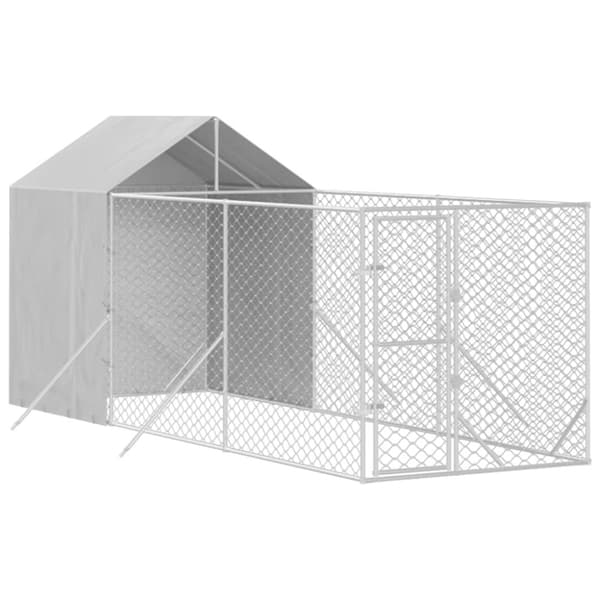 Koiranhäkit & aitaukset - Living Koiran ulkohäkki katolla hopea 2x6x2,5 m galvanoitu teräs