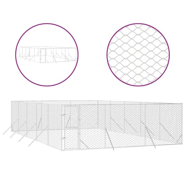 Hundebure & løbegårde - Living udendørs hundegård 6x10x2 m galvaniseret stål sølvfarvet
