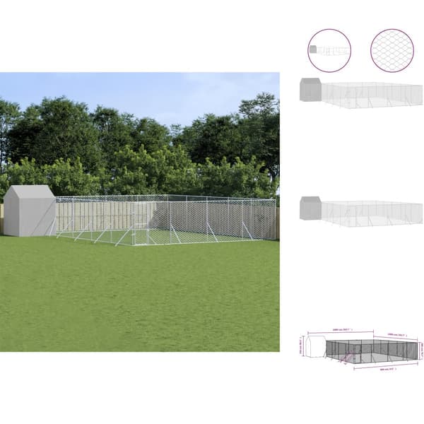 Hundebure & løbegårde - Living udendørs hundegård med tag 10x10x2,5 m galvaniseret stål sølv