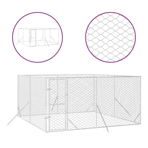 Hundkojor & rastgårdar - Living Hundgård för utomhusbruk silver 4x4x2 m galvaniserat stål