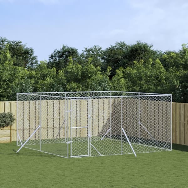 Hundkojor & rastgårdar - Living Hundgård för utomhusbruk silver 4x4x2 m galvaniserat stål