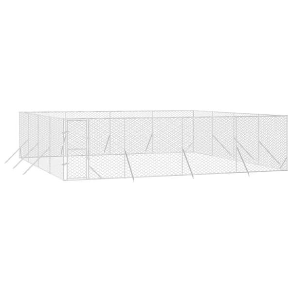 Hundebure & løbegårde - Living udendørs hundegård 8x8x2 m galvaniseret stål sølvfarvet