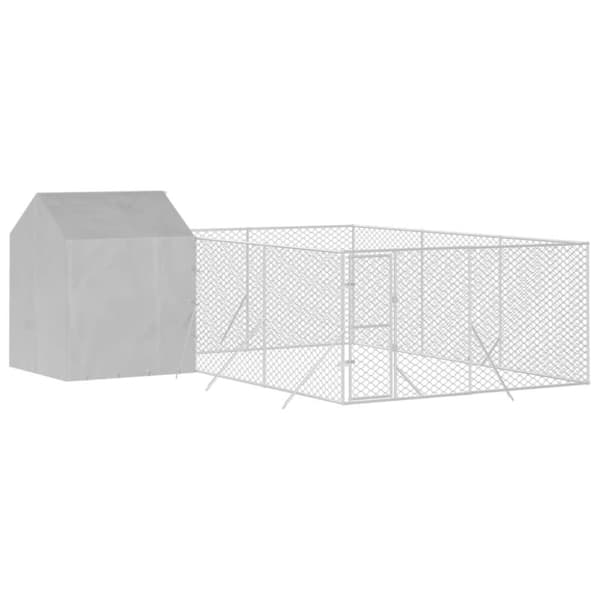 Koiranhäkit & aitaukset - Living Koiran ulkohäkki katolla hopea 6x6x2,5 m galvanoitu teräs