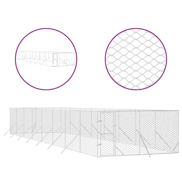 Hundebure & løbegårde - Living udendørs hundegård 4x16x2 m galvaniseret stål sølvfarvet