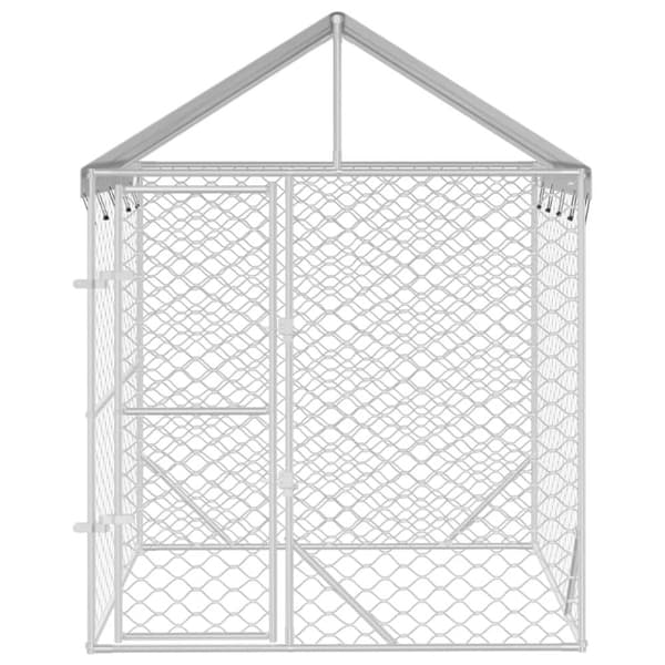 Koiranhäkit & aitaukset - Living Koiran ulkohäkki katolla hopea 2x2x2,5 m galvanoitu teräs