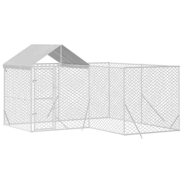 Koiranhäkit & aitaukset - Living Koiran ulkohäkki katolla hopea 4x4x2,5 m galvanoitu teräs