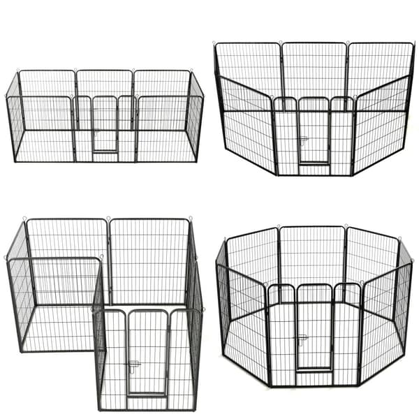 Hundhage 8 paneler stål 80x100 cm svart - Lekhage För Hundar - Lekhagar För Hundar - Home & Living