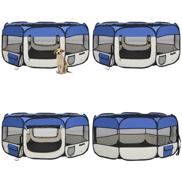Foldbar hundegård med bæretaske 145x145x61 cm blå - Hundegård - Hundegårde - Home & Living