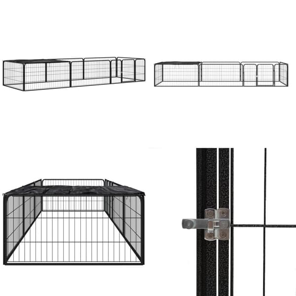 Hundbur 8 paneler svart 100x50 cm pulverlackerat stål - Lekhage För Hundar - Lekhagar För Hundar - Home & Living