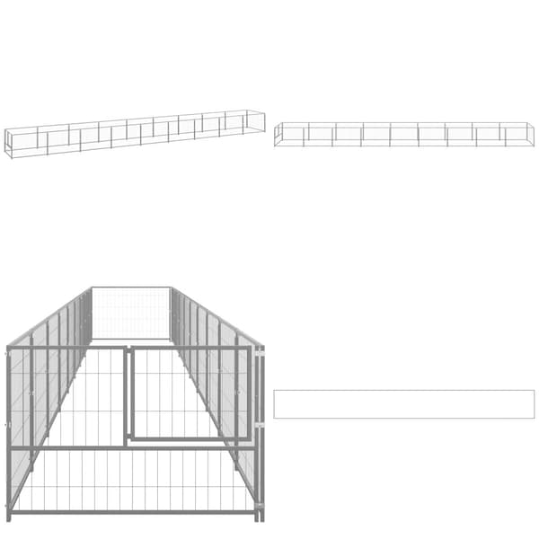 Koiranhäkki hopea 9 m² teräs - Koiranhäkki - Koiranhäkit - Home & Living