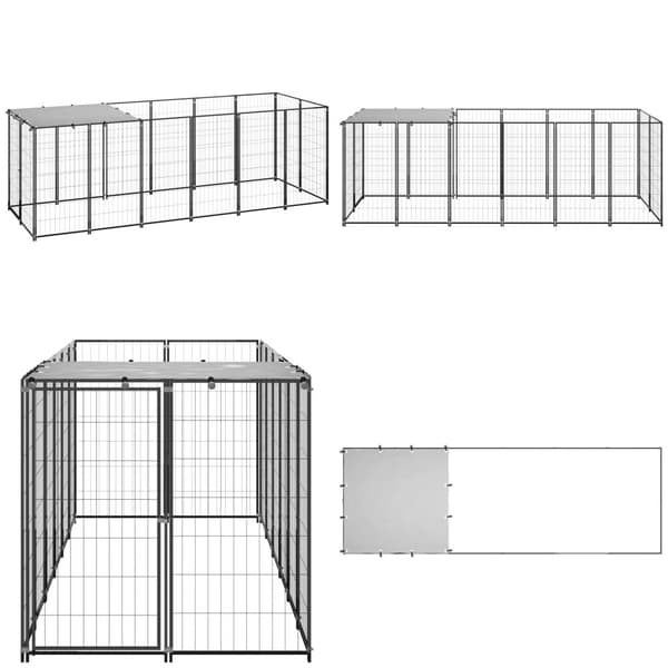 Hundeløbegård 330x110x110 cm stål sort - Hundebur - Hundebure - Home & Living
