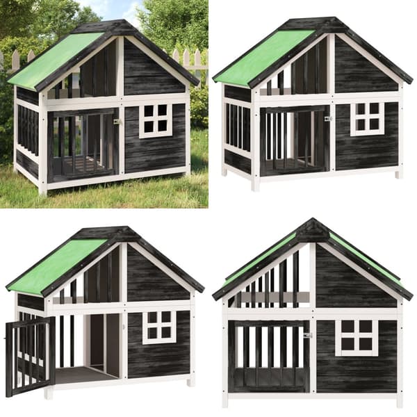 Hundehus 96x60,5x87 cm massivt fyrretræ grå - Hundehus - Hundehuse - Home & Living