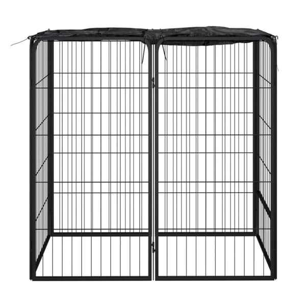 Hundbur 6 paneler svart 50x100 cm pulverlackerat stål - Lekhage För Hundar - Lekhagar För Hundar - Home & Living