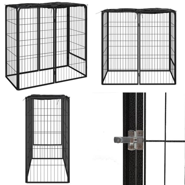 Hundbur 6 paneler svart 50x100 cm pulverlackerat stål - Lekhage För Hundar - Lekhagar För Hundar - Home & Living