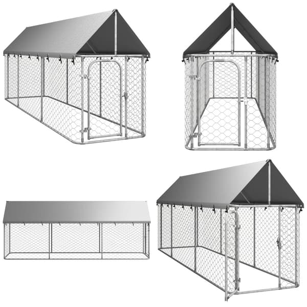 Udendørs hundebur med tag 400x100x150 cm - Hundebur - Hundebure - Home & Living