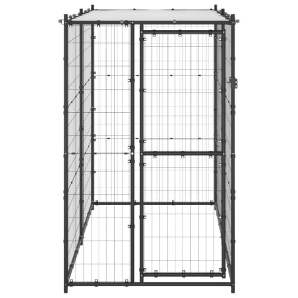 Koiran ulkohäkki katolla teräs 110x220x180 cm - Koiranhäkki - Koiranhäkit - Home & Living