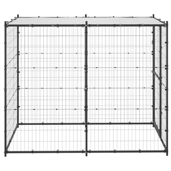 Koiran ulkohäkki katolla teräs 110x220x180 cm - Koiranhäkki - Koiranhäkit - Home & Living