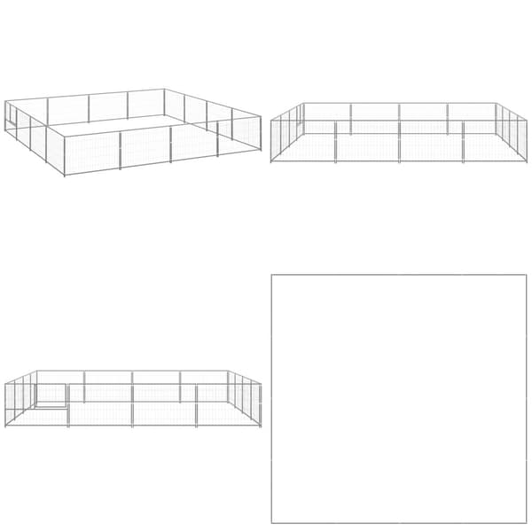 Koiranhäkki hopea 16 m² teräs - Koiranhäkki - Koiranhäkit - Home & Living