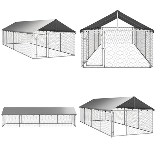 Hundgård med tak för utomhusbruk 600x200x150 cm - Hundkennel - Hundgård - Home & Living