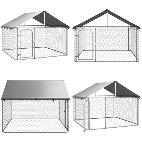 Koiran ulkohäkki katoksella 200x200x150 cm - Koiranhäkki - Koiranhäkit - Home & Living
