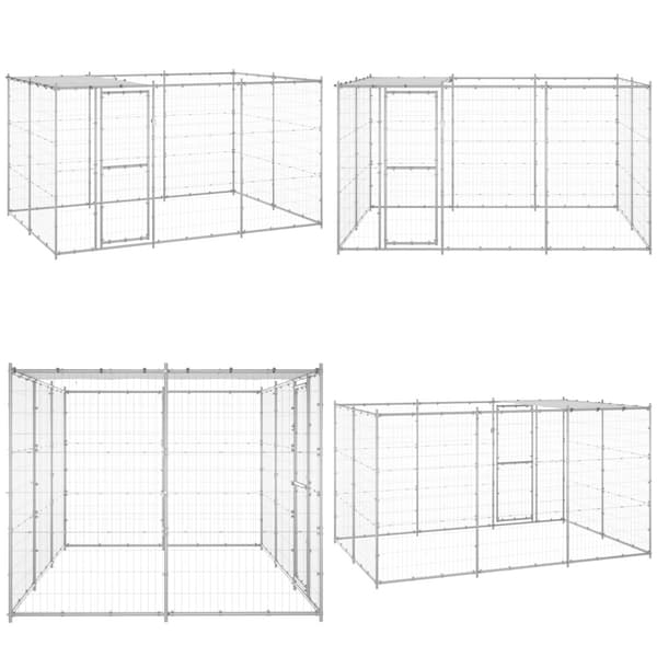 Udendørs hundebur med tag 7,26 m² galvaniseret stål - Hundebur - Hundebure - Home & Living