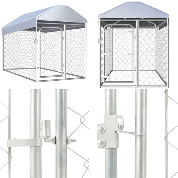 Udendørs hundeløbegård med tag 200x100x125 cm - Hundehus - Hundehuse - Home & Living