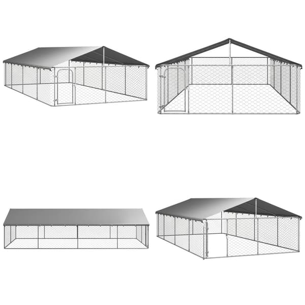 Udendørs hundebur med tag 600x300x150 cm - Hundeløbegård - Hundeløbegårde - Home & Living