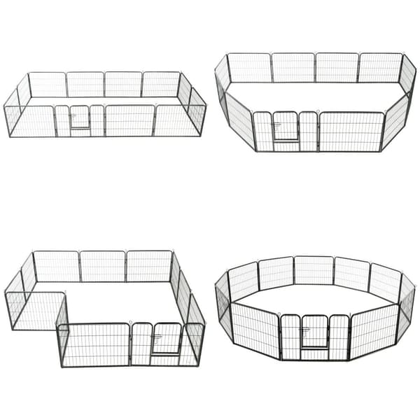 Hundhage 12 paneler stål 80x60 cm svart - Lekhage För Hundar - Lekhagar För Hundar - Home & Living